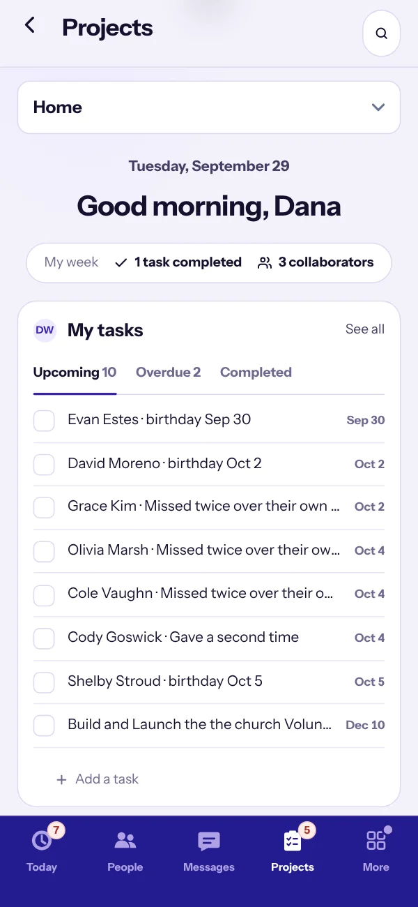 My tasks in VISTA
